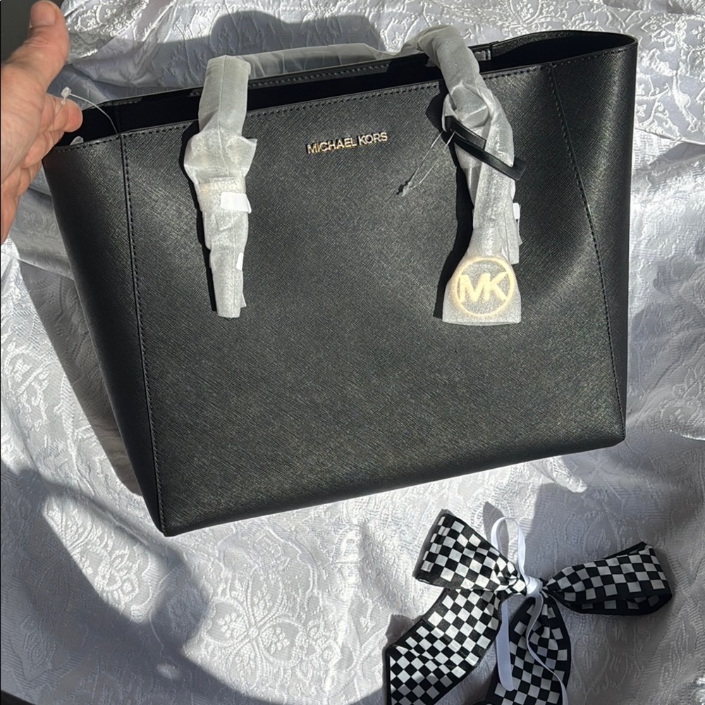 Michael Kors Black Saffiano Leather Tote new in packaging